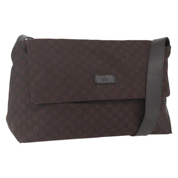 GUCCI GG Canvas Shoulder Bag Brown Silver 272350 Auth ka1322