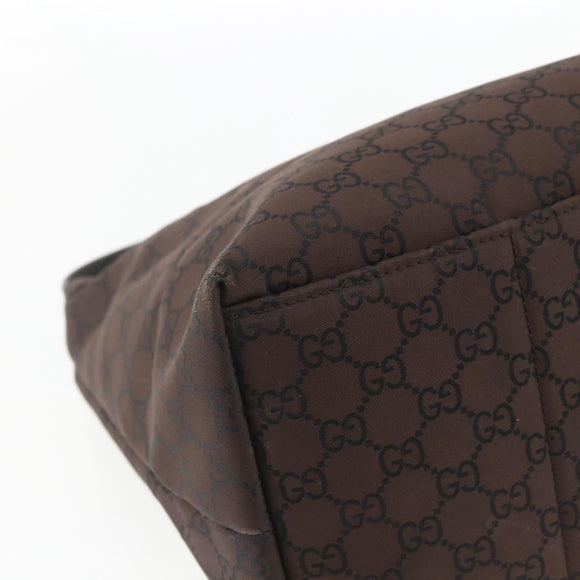 GUCCI GG Canvas Shoulder Bag Brown Silver 272350 Auth ka1322