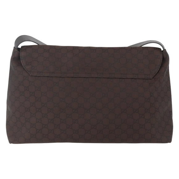 GUCCI GG Canvas Shoulder Bag Brown Silver 272350 Auth ka1322