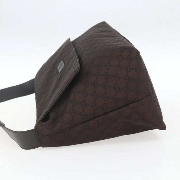 GUCCI GG Canvas Shoulder Bag Brown Silver 272350 Auth ka1322