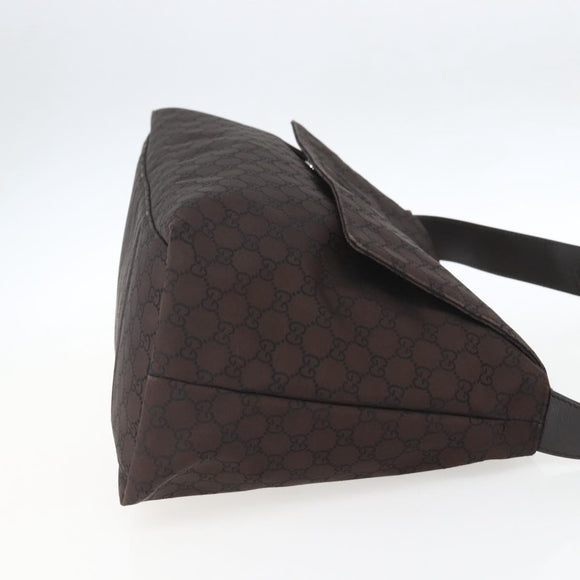 GUCCI GG Canvas Shoulder Bag Brown Silver 272350 Auth ka1322