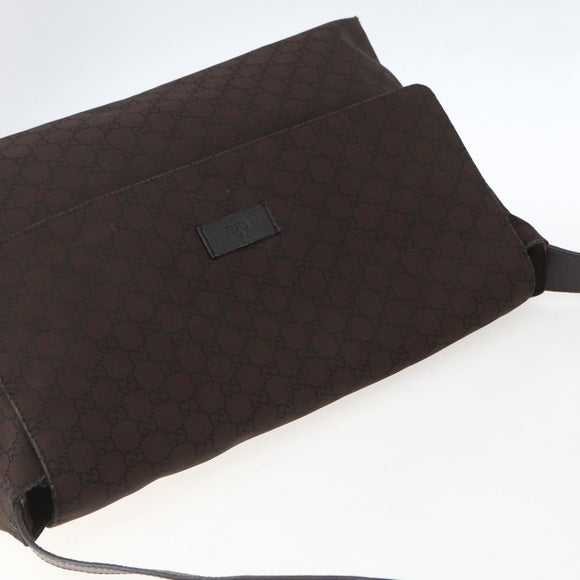 GUCCI GG Canvas Shoulder Bag Brown Silver 272350 Auth ka1322