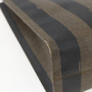 FENDI Pecan Canvas Shoulder Bag PVC Black Brown gold Auth ka1323-16