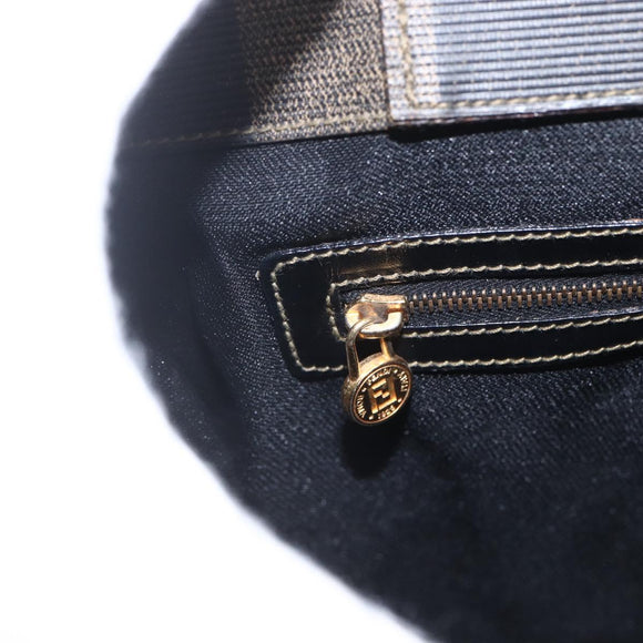 FENDI Pecan Canvas Shoulder Bag PVC Black Brown gold Auth ka1323