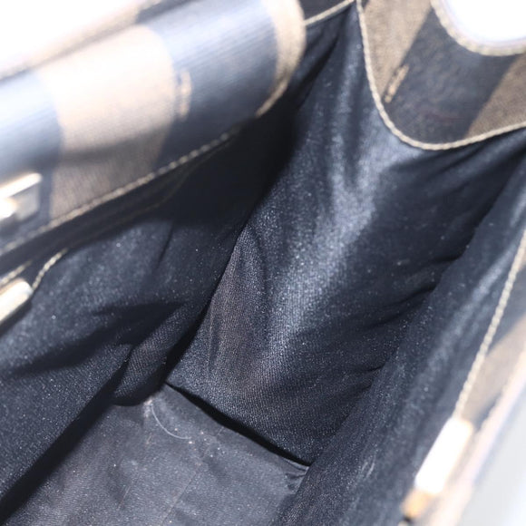 FENDI Pecan Canvas Shoulder Bag PVC Black Brown gold Auth ka1323