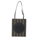 FENDI Pecan Canvas Shoulder Bag PVC Black Brown gold Auth ka1323-13