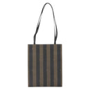 FENDI Pecan Canvas Shoulder Bag PVC Black Brown gold Auth ka1323-2