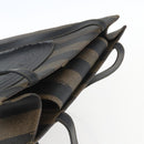 FENDI Pecan Canvas Shoulder Bag PVC Black Brown gold Auth ka1323-6