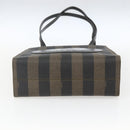 FENDI Pecan Canvas Shoulder Bag PVC Black Brown gold Auth ka1323-5