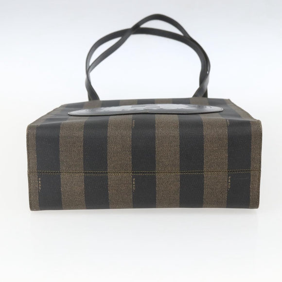 FENDI Pecan Canvas Shoulder Bag PVC Black Brown gold Auth ka1323