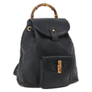 GUCCI Bamboo Backpack Leather Black Gold 003 1956 0030 Auth ka1325-1