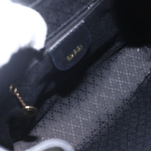 GUCCI Bamboo Backpack Leather Black Gold 003 1956 0030 Auth ka1325