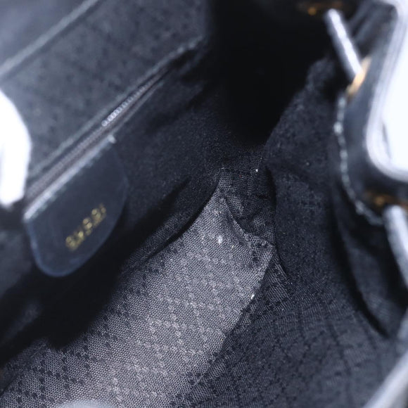 GUCCI Bamboo Backpack Leather Black Gold 003 1956 0030 Auth ka1325