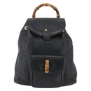 GUCCI Bamboo Backpack Leather Black Gold 003 1956 0030 Auth ka1325A-13