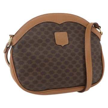 CELINE Macadam Canvas Shoulder Bag PVC Brown Gold Auth ka1327