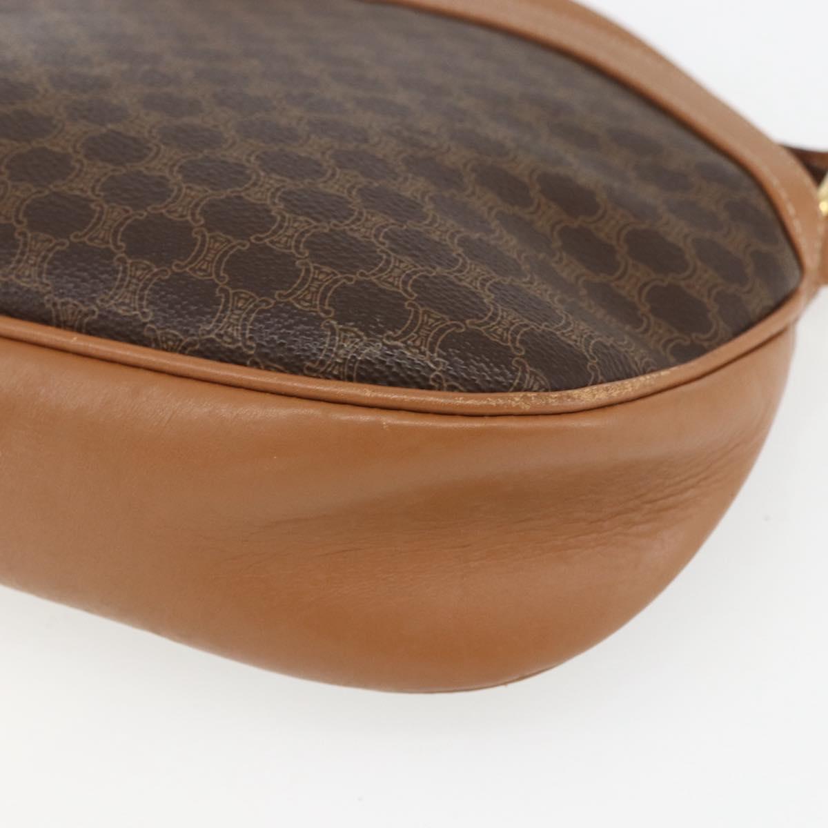 CELINE Macadam Canvas Shoulder Bag PVC Brown Gold Auth 