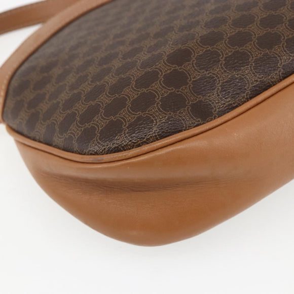 CELINE Macadam Canvas Shoulder Bag PVC Brown Gold Auth ka1327