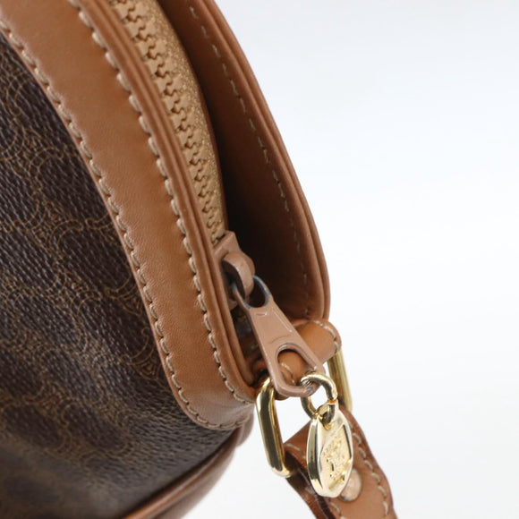 CELINE Macadam Canvas Shoulder Bag PVC Brown Gold Auth ka1327