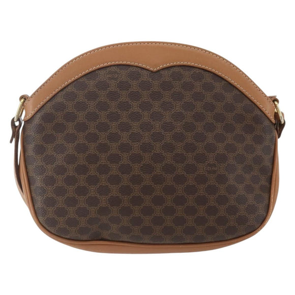 CELINE Macadam Canvas Shoulder Bag PVC Brown Gold Auth ka1327