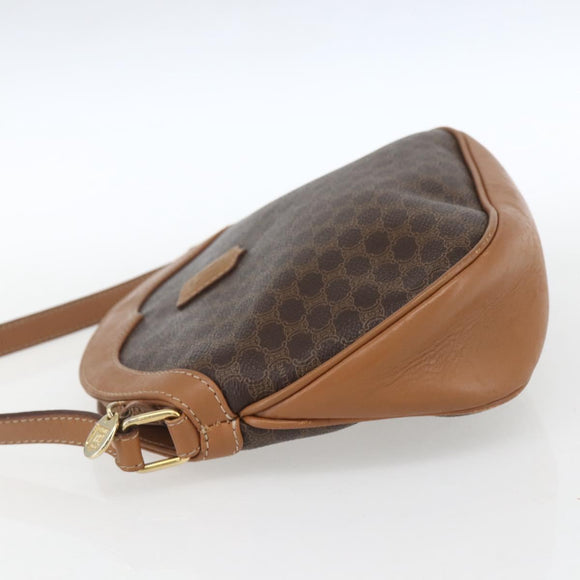 CELINE Macadam Canvas Shoulder Bag PVC Brown Gold Auth ka1327