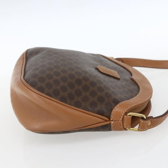 CELINE Macadam Canvas Shoulder Bag PVC Brown Gold Auth ka1327