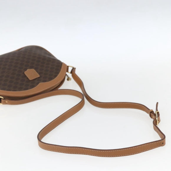 CELINE Macadam Canvas Shoulder Bag PVC Brown Gold Auth ka1327