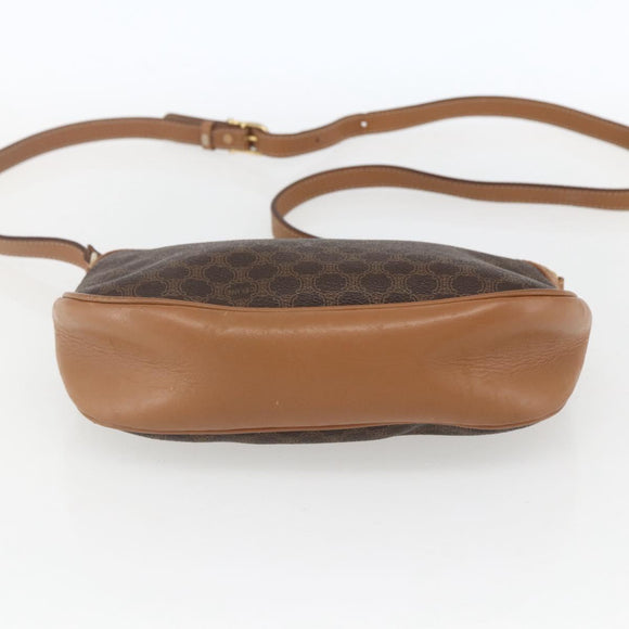 CELINE Macadam Canvas Shoulder Bag PVC Brown Gold Auth ka1327