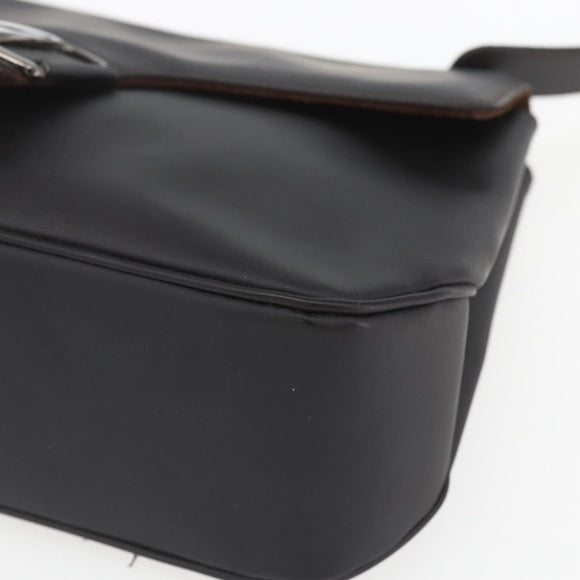 Salvatore Ferragamo Shoulder Bag Leather Dark Brown Silver Auth ka1328