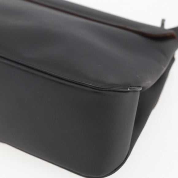 Salvatore Ferragamo Shoulder Bag Leather Dark Brown Silver Auth ka1328