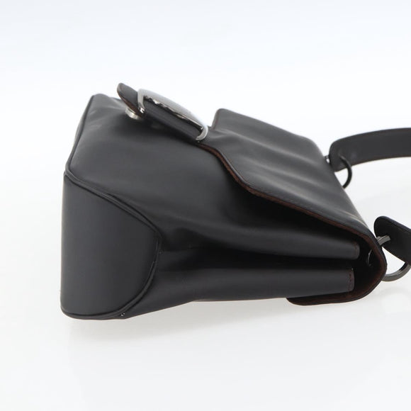 Salvatore Ferragamo Shoulder Bag Leather Dark Brown Silver Auth ka1328