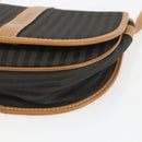 FENDI Pecan Canvas Shoulder Bag Coated Canvas Khaki Brown gold Auth ka1330-10