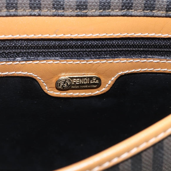 FENDI Pecan Canvas Shoulder Bag Coated Canvas Khaki Brown gold Auth ka1330