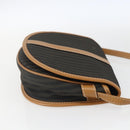 FENDI Pecan Canvas Shoulder Bag Coated Canvas Khaki Brown gold Auth ka1330-5