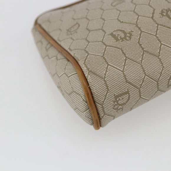 Christian Dior Honeycomb Canvas Pouch PVC Beige Auth ka1336