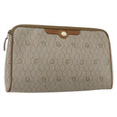 Christian Dior Honeycomb Canvas Pouch PVC Beige Auth ka1336-1