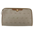 Christian Dior Honeycomb Canvas Pouch PVC Beige Auth ka1336-13