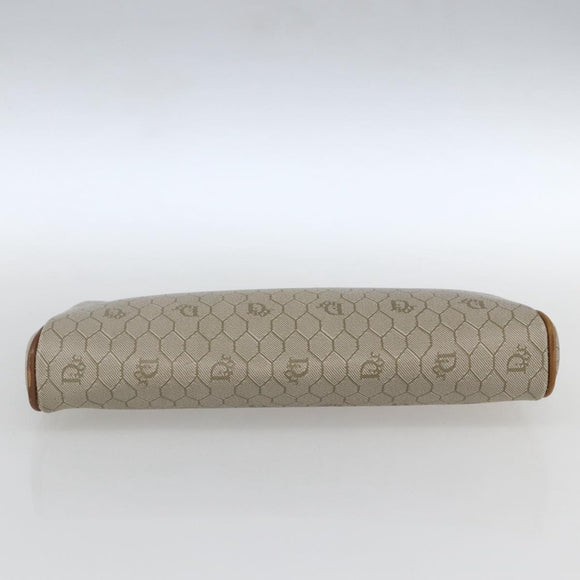 Christian Dior Honeycomb Canvas Pouch PVC Beige Auth ka1336
