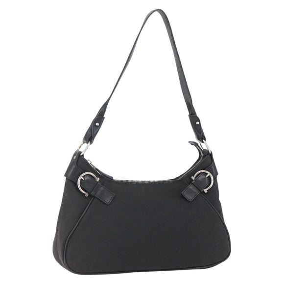 Salvatore Ferragamo Shoulder Bag Canvas Leather Black Silver Auth ka1340