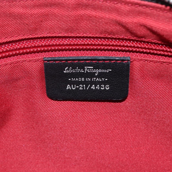 Salvatore Ferragamo Shoulder Bag Canvas Leather Black Silver Auth ka1340
