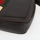 GUCCI Web Sherry Line Shoulder Bag Leather Brown Gold Auth ka1343-10