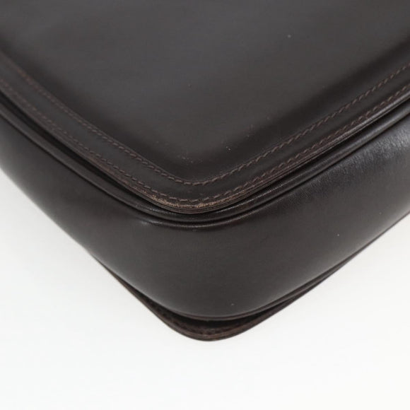 GUCCI Web Sherry Line Shoulder Bag Leather Brown Gold Auth ka1343