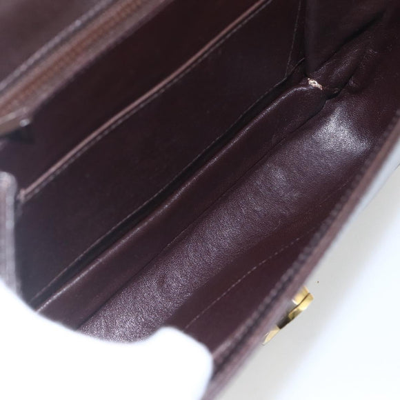 GUCCI Web Sherry Line Shoulder Bag Leather Brown Gold Auth ka1343