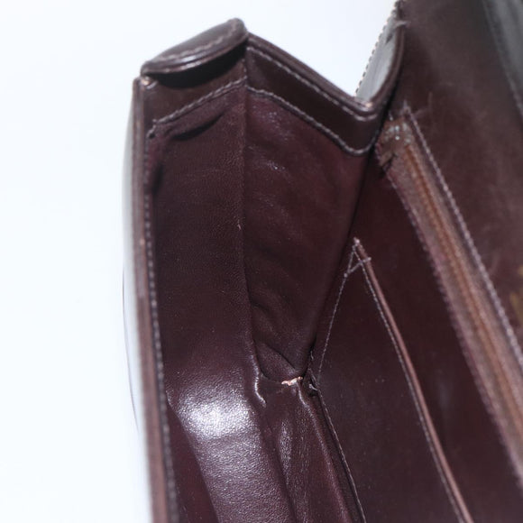 GUCCI Web Sherry Line Shoulder Bag Leather Brown Gold Auth ka1343