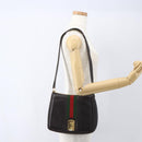 GUCCI Web Sherry Line Shoulder Bag Leather Brown Gold Auth ka1343-21