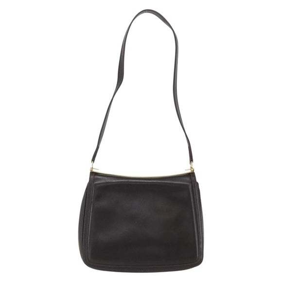 GUCCI Web Sherry Line Shoulder Bag Leather Brown Gold Auth ka1343