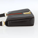 GUCCI Web Sherry Line Shoulder Bag Leather Brown Gold Auth ka1343-4