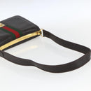 GUCCI Web Sherry Line Shoulder Bag Leather Brown Gold Auth ka1343-7