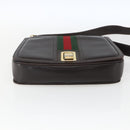 GUCCI Web Sherry Line Shoulder Bag Leather Brown Gold Auth ka1343-9