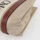Chloe Woody La Tote Bag Canvas Leather Beige Brown Auth ka1346-14