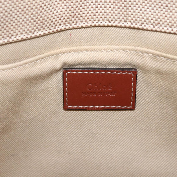 Chloe Woody La Tote Bag Canvas Leather Beige Brown Auth ka1346